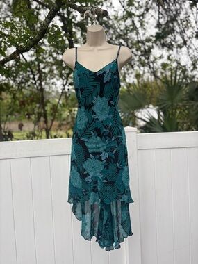 Vntg Beaded Floral Print Fairy Dress